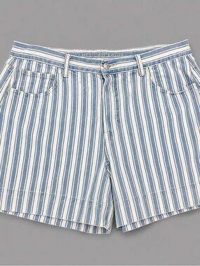 American Eagle Outfitters Blue & White Striped Jean Shorts